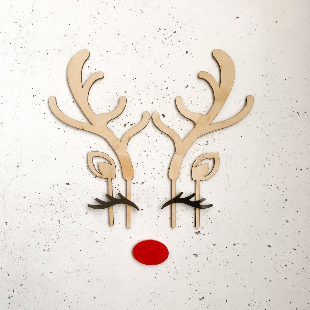 Christmas Reindeer Cake Topper - Antlers, Ears, Eyelashes & Nose