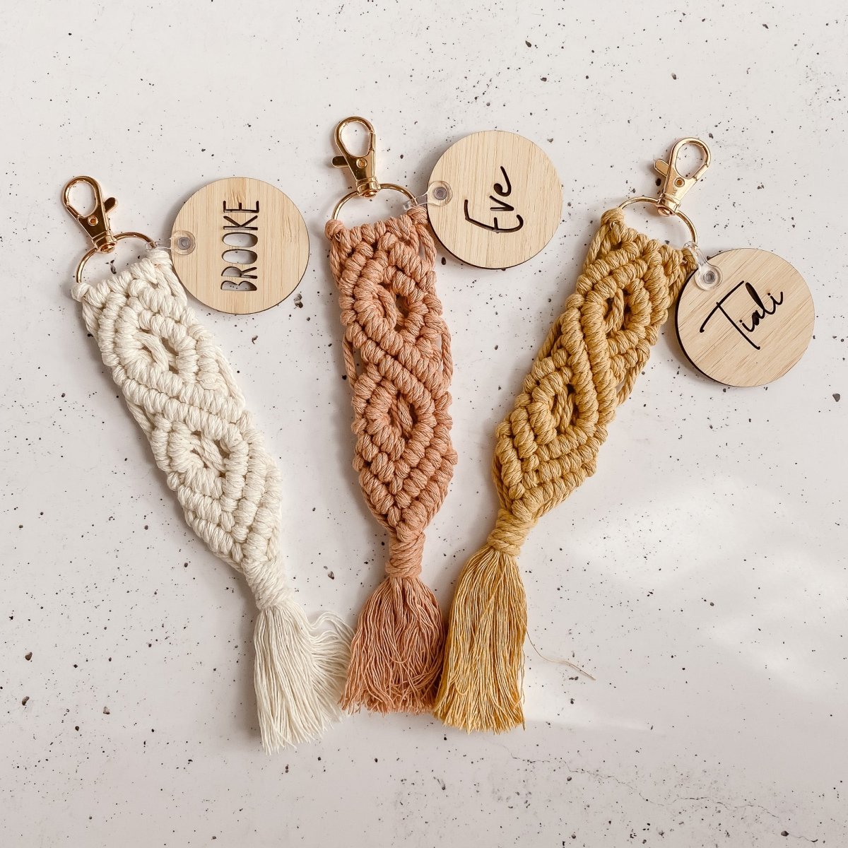 Macrame Personalised Name Keyring Cabe Co