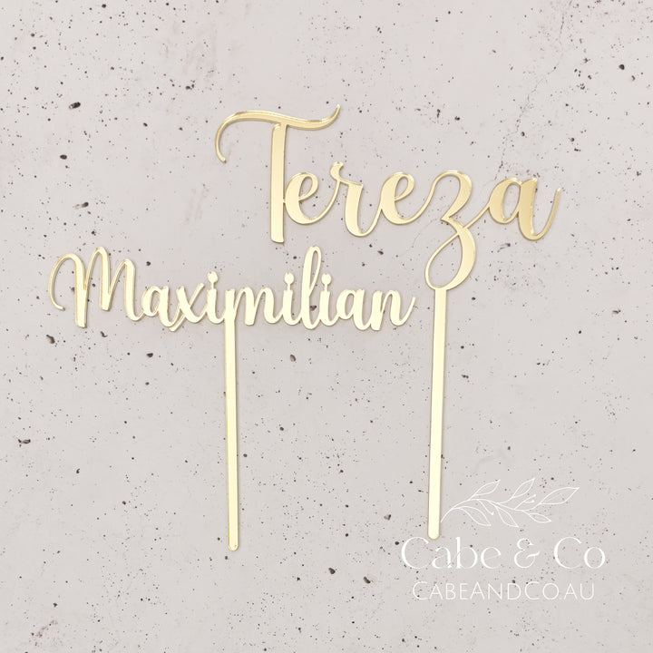 Christening Cake Topper - Name with separate Cross Cake Charm