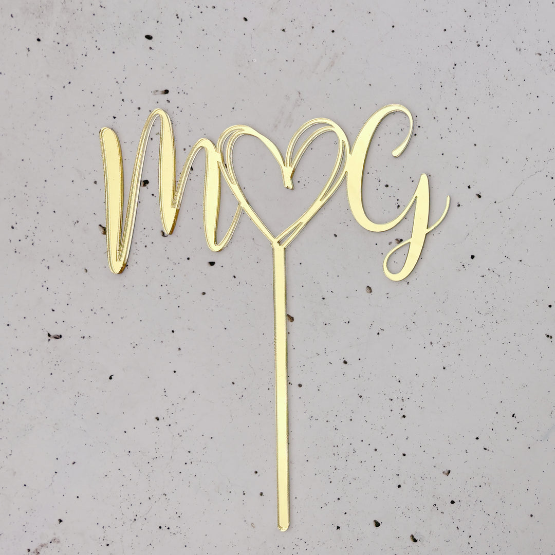 Wedding Cake Topper with Initials & Heart