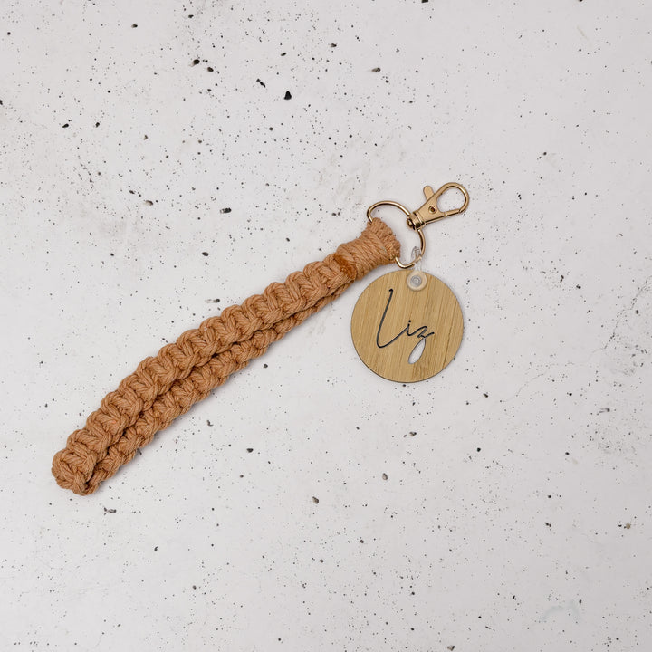 Macrame Wristlet with Personalised Bamboo Name Tag