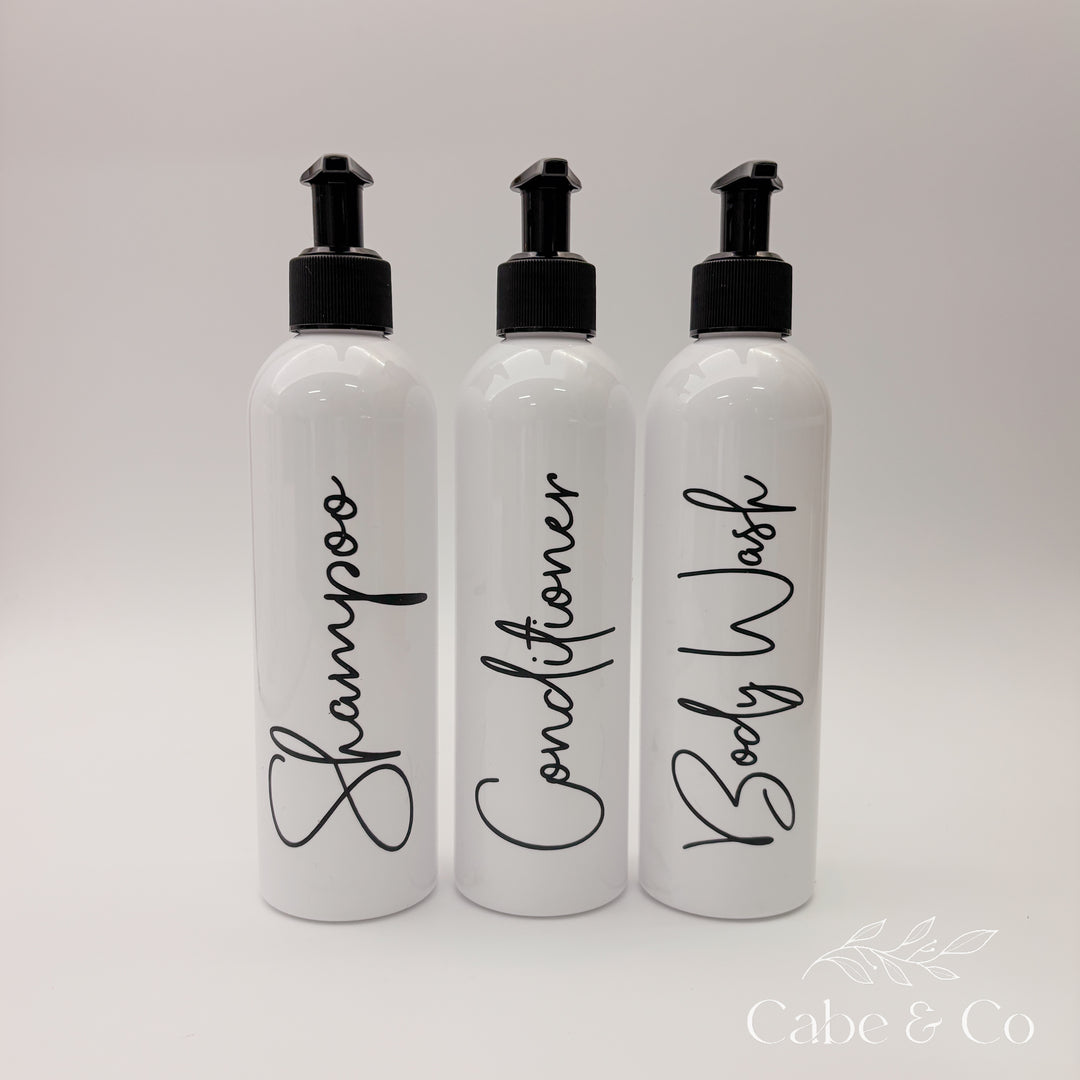 White Bathroom Pump Bottles