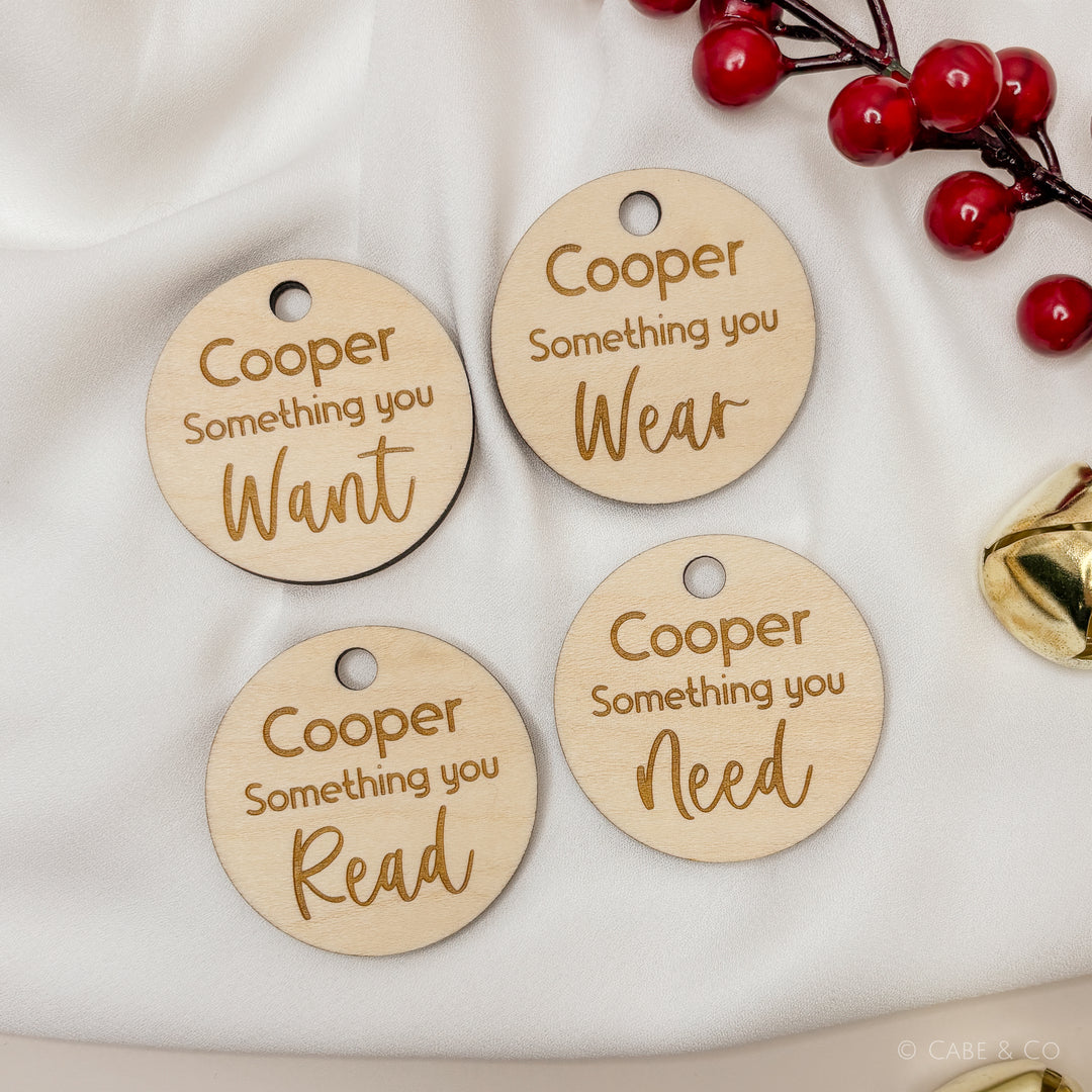 Personalised Christmas Gift Tags - Something you Need, Want, Wear & Read
