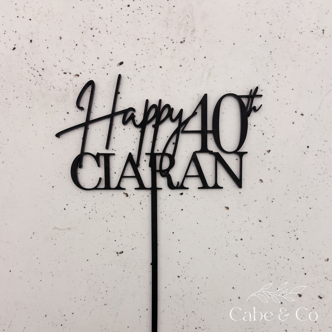 Personalised Cake Topper with Happy, Age &amp; Name