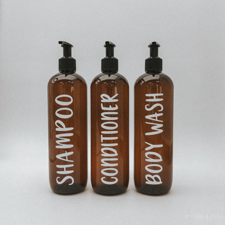 Amber Bathroom Pump Bottles