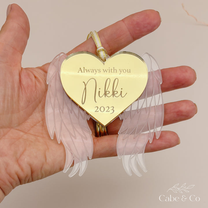 Personalised Angel Wing Memorial Christmas Ornament