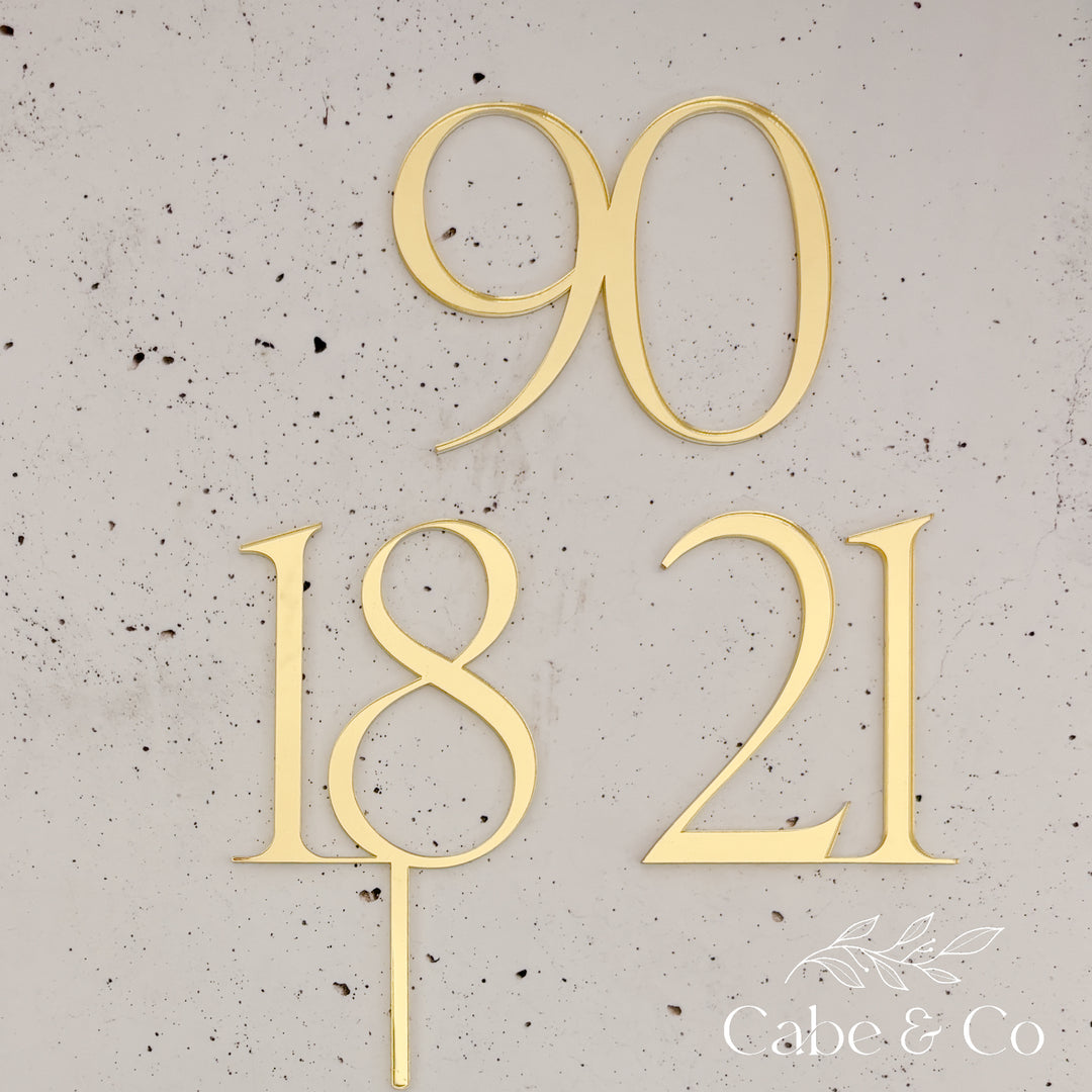 Custom Serif Age Cake Topper