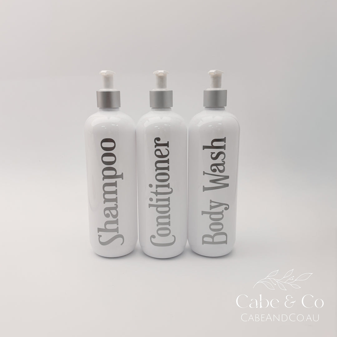 Metallic Bathroom Pump Bottle Set