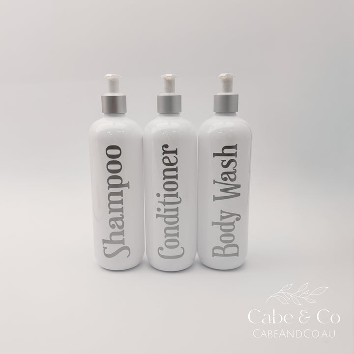 Metallic Bathroom Pump Bottle Set