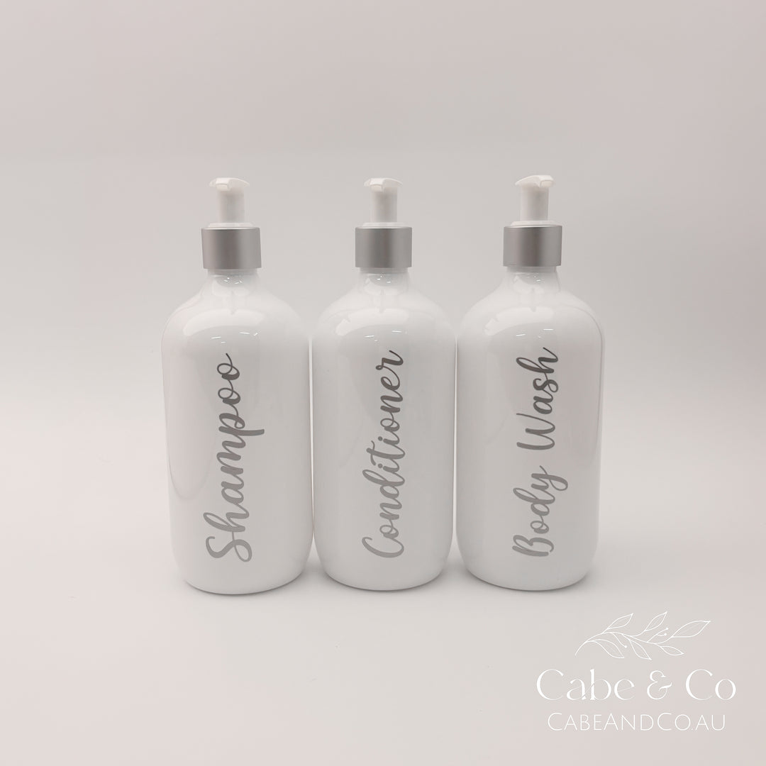 Metallic Bathroom Pump Bottle Set