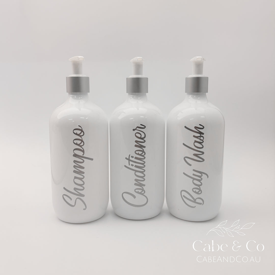 Metallic Bathroom Pump Bottle Set