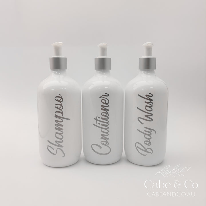 Metallic Bathroom Pump Bottle Set