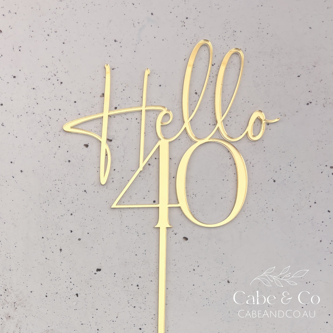 Custom Age Cake Topper With Hello &amp; Age