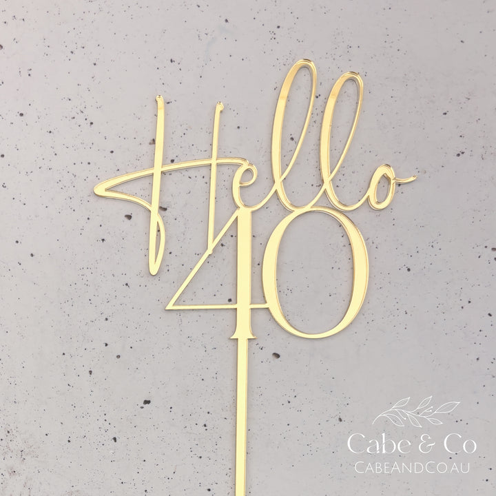 Custom Age Cake Topper With Hello &amp; Age
