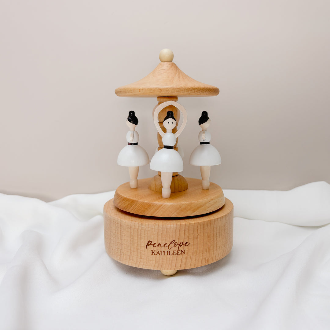 Personalised Wooden Musical Carousel - Ballerina &amp; Horse designs