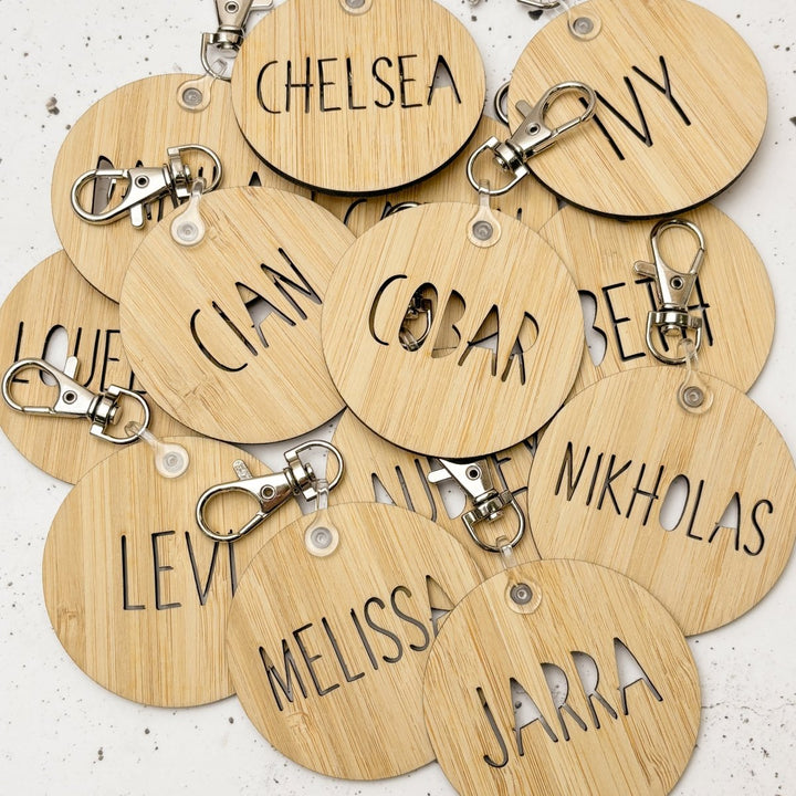 Bamboo Keyring Personalised with Name of Choice