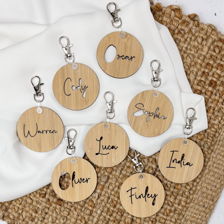 Bamboo Keyring Personalised with Name of Choice