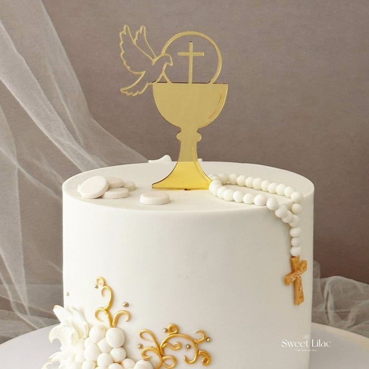 Chalice with Dove Cake Topper - First Holy Communion Cake Decoration