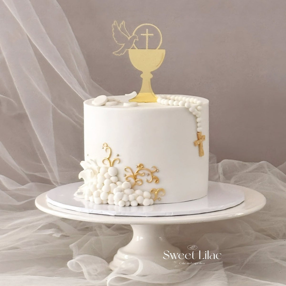 Chalice with Dove Cake Topper - First Holy Communion Cake Decoration