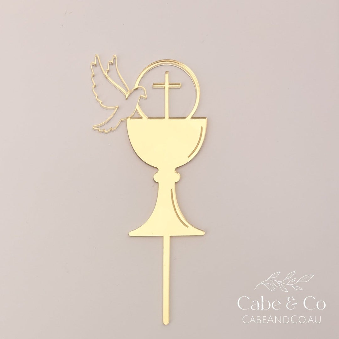 Chalice with Dove Cake Topper - First Holy Communion Cake Decoration