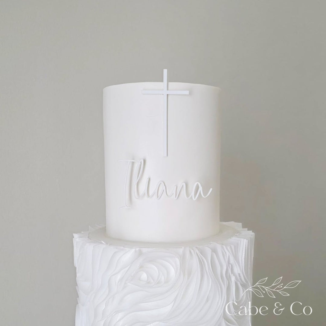 Christening Cake Name &amp; Cross Charms