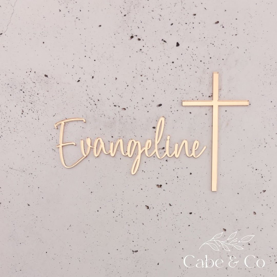Christening Cake Name &amp; Cross Charms