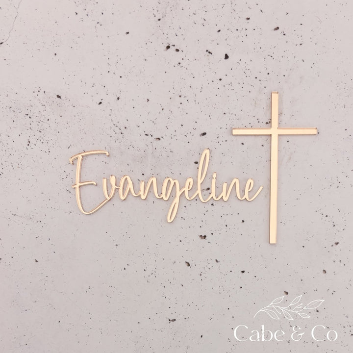 Christening Cake Name &amp; Cross Charms