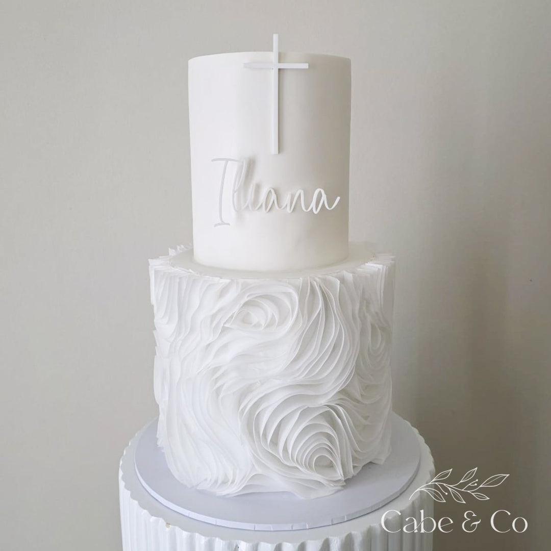Christening Cake Name &amp; Cross Charms