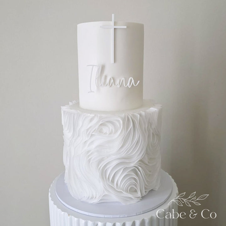 Christening Cake Name &amp; Cross Charms