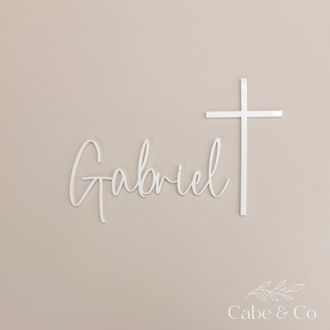 Christening Cake Name &amp; Cross Charms