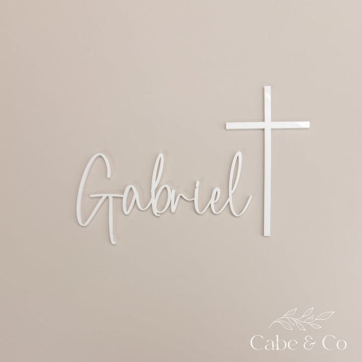 Christening Cake Name &amp; Cross Charms