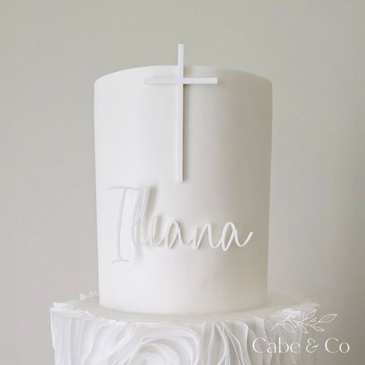 Christening Cake Name &amp; Cross Charms