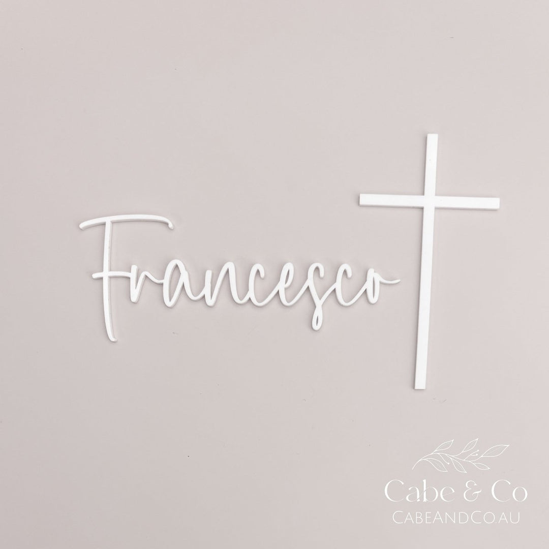 Christening Cake Name &amp; Cross Charms