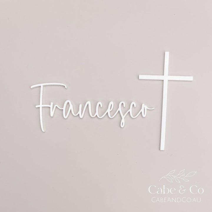 Christening Cake Name &amp; Cross Charms