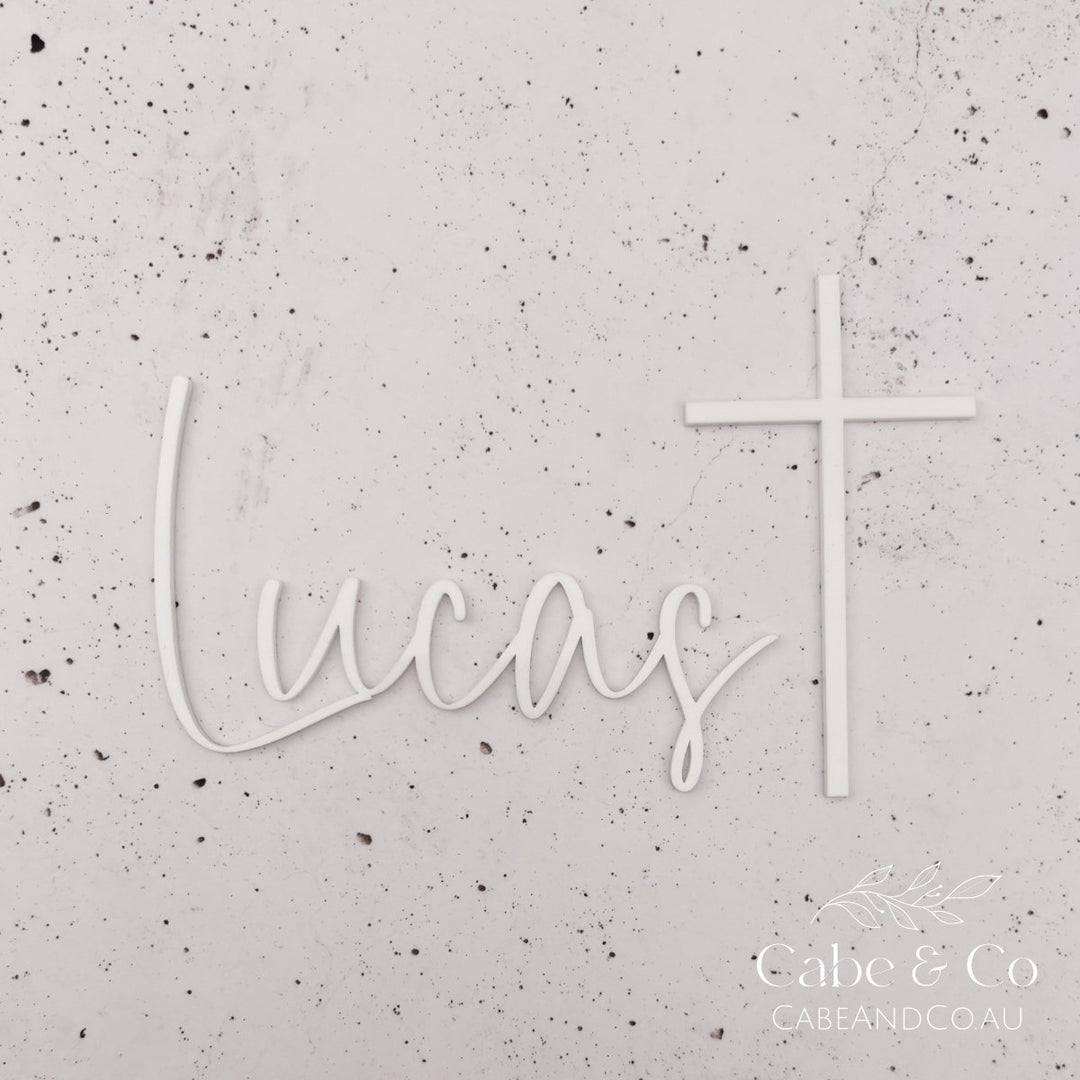 Christening Cake Name &amp; Cross Charms