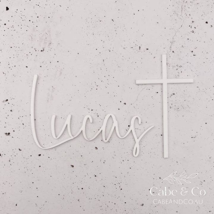 Christening Cake Name &amp; Cross Charms