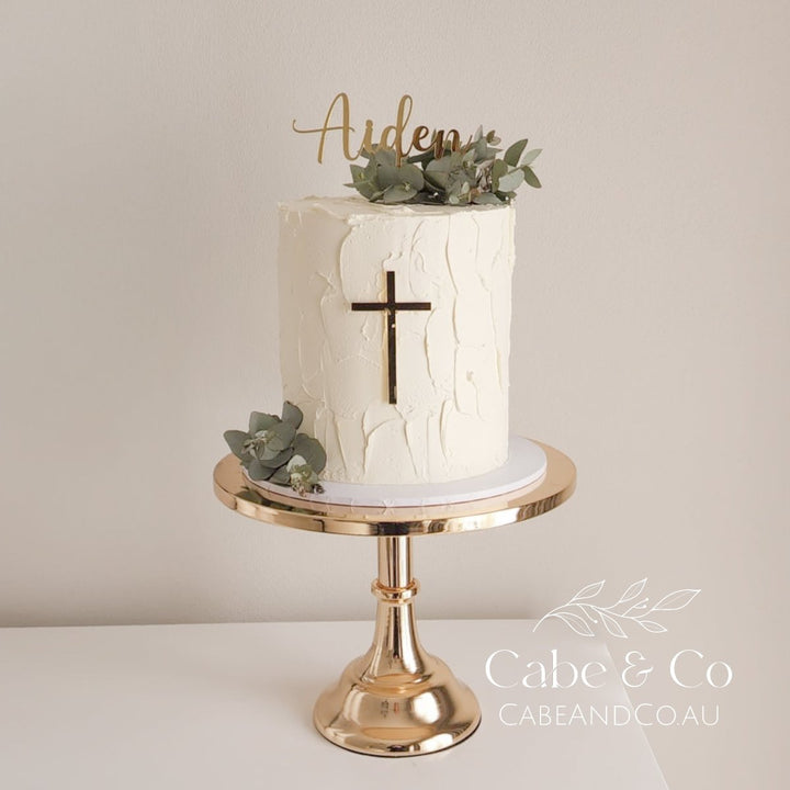 Christening Cake Topper - Name with separate Cross Cake Charm