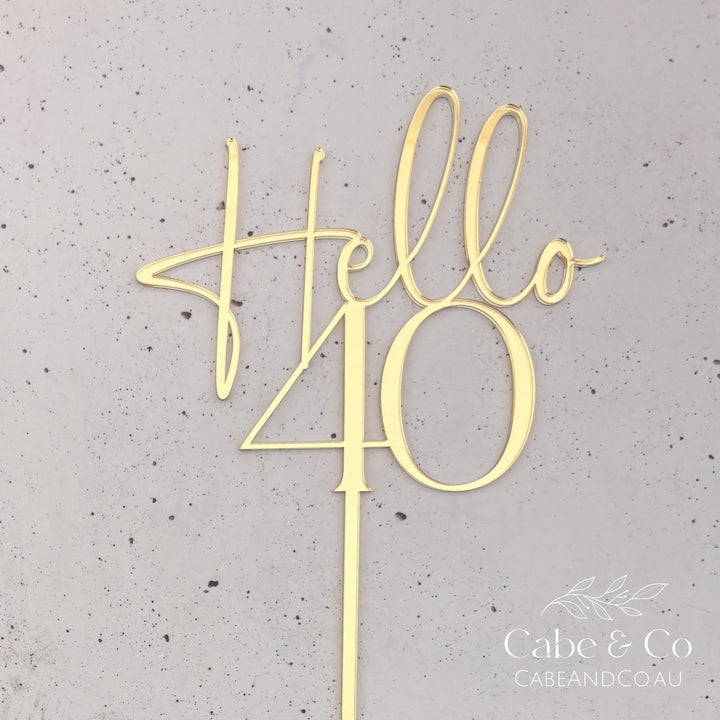 Custom Age Cake Topper With Hello &amp; Age