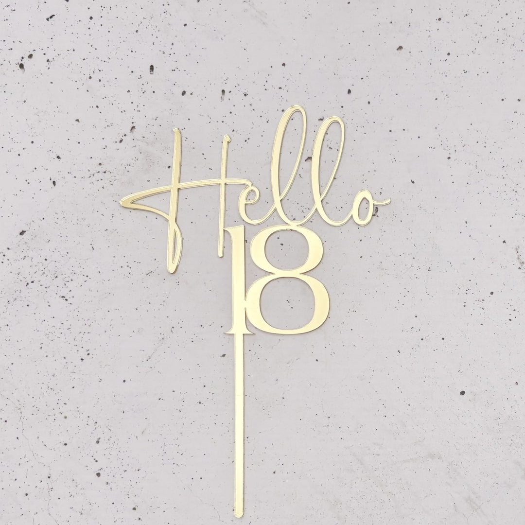 Custom Age Cake Topper With Hello & Age
