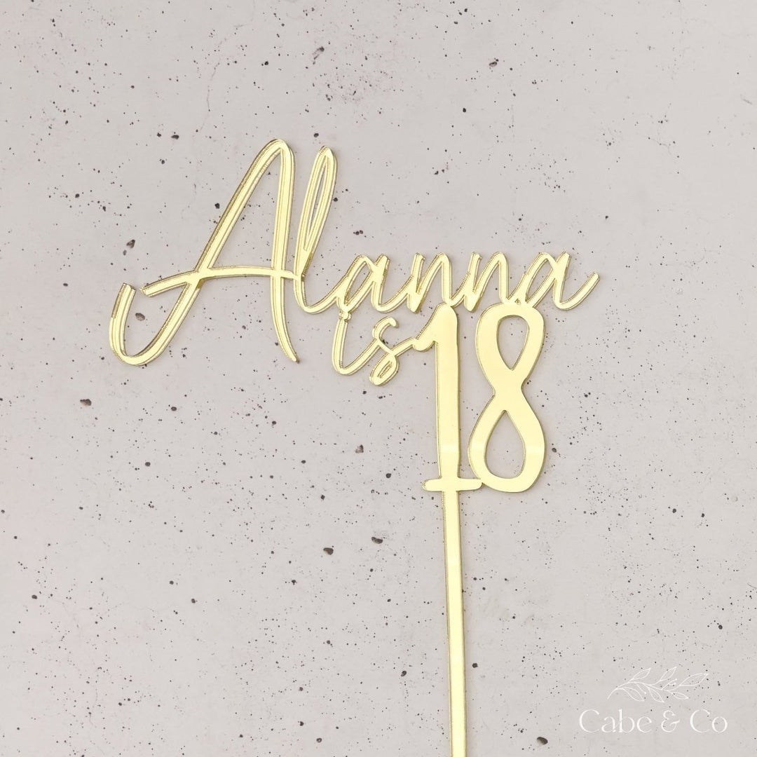 Custom Age Cake Topper With Name &amp; Age