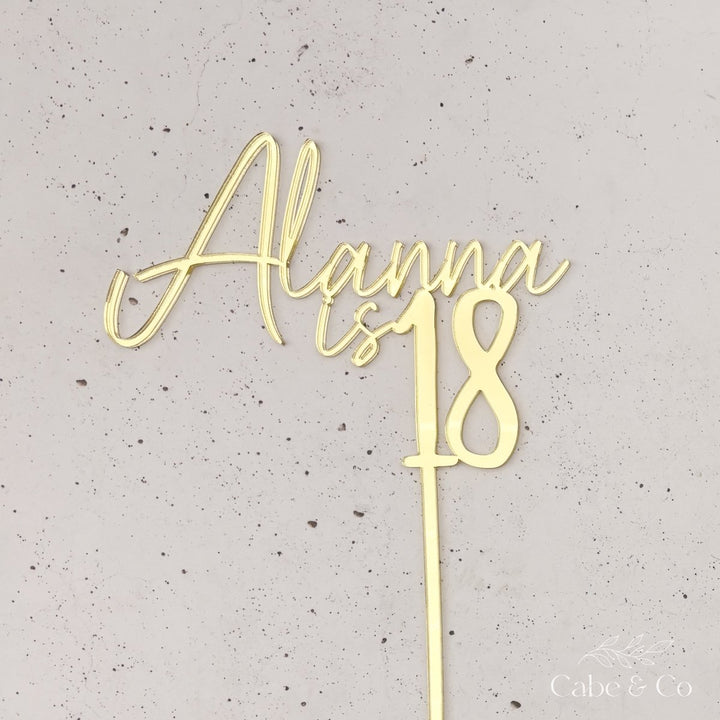 Custom Age Cake Topper With Name &amp; Age