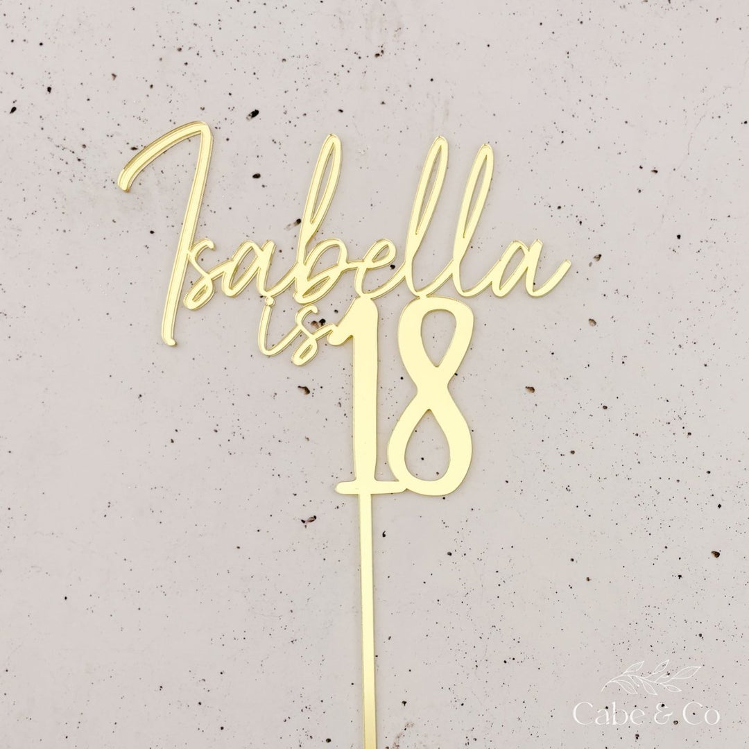 Custom Age Cake Topper With Name &amp; Age