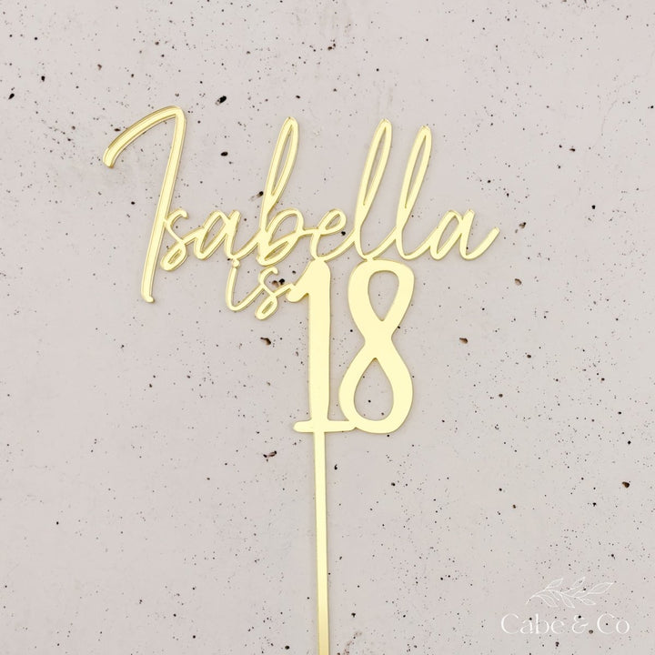 Custom Age Cake Topper With Name &amp; Age