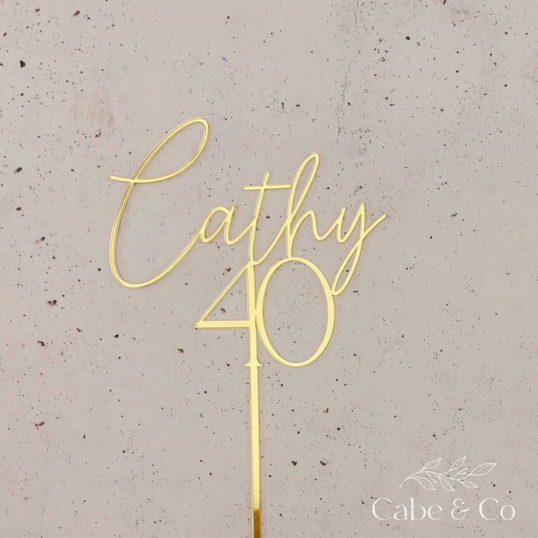 Custom Birthday Cake Topper - Name &amp; Age Design