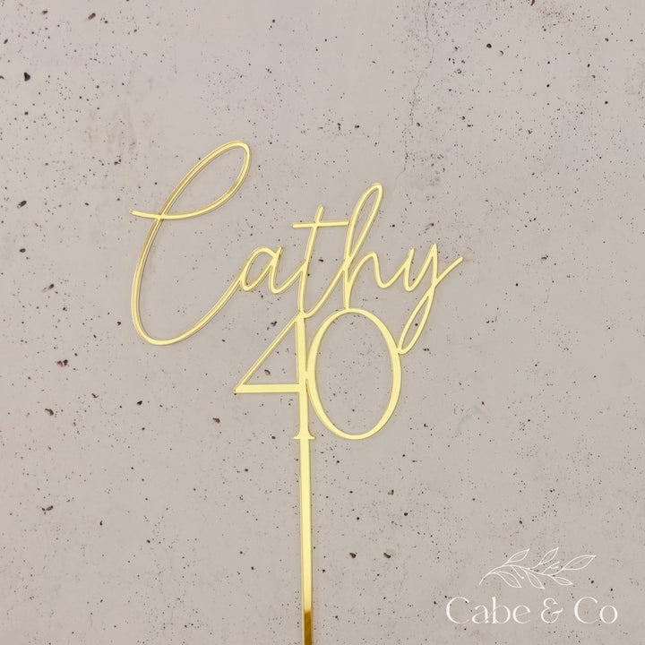 Custom Birthday Cake Topper - Name &amp; Age Design