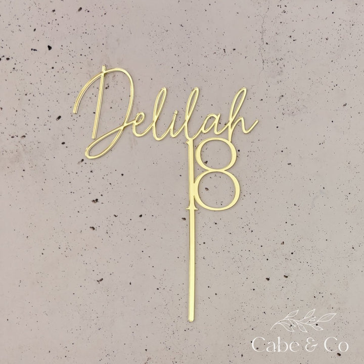 Custom Birthday Cake Topper - Name &amp; Age Design