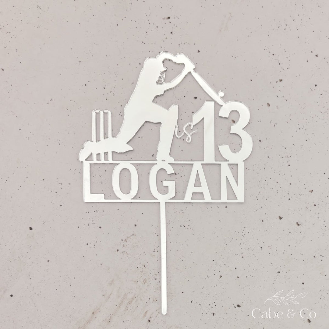 Custom Cricket Cake Topper with Name &amp; Age