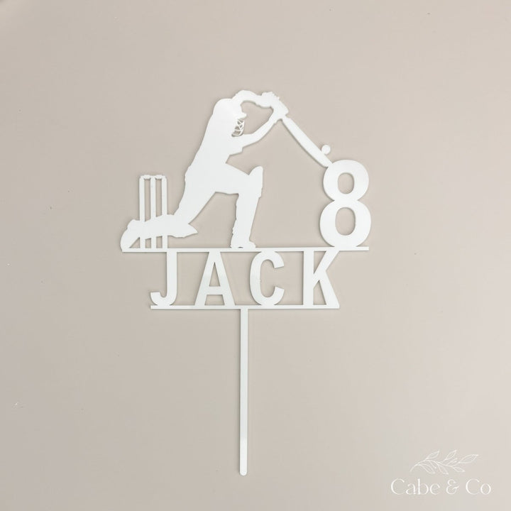 Custom Cricket Cake Topper with Name &amp; Age