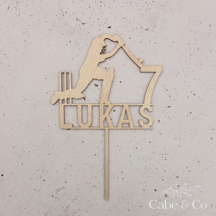 Custom Cricket Cake Topper with Name &amp; Age