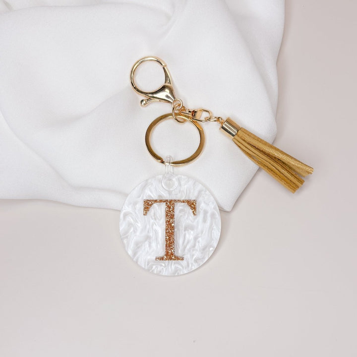 Custom Glitter Initial Acrylic Keyring